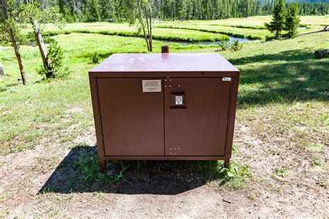 bear picnic metal boxes yellowstone|Yellowstone national park bear disposal.